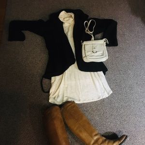 Cream turtle neck cotton dress